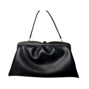 Vintage Ande Black Pleather Purse with Tuck Away Handle for Clutch Option